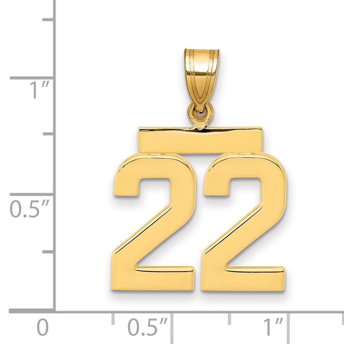 14k Medium Polished Number 22 Charm