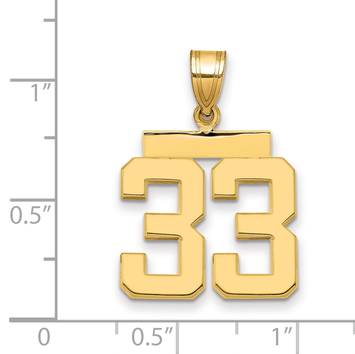 14k Medium Polished Number 33 Charm