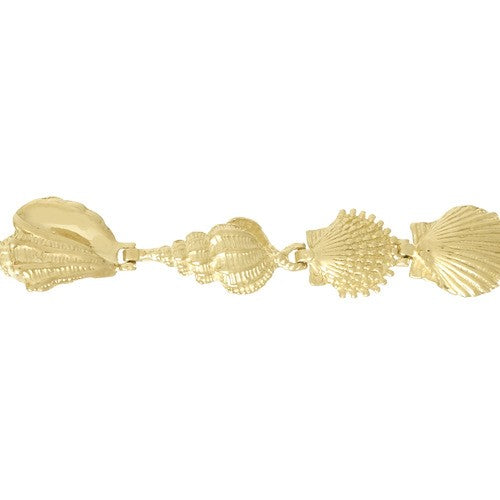 14k Polished Assorted Sea Shells 8 inch Bracelet