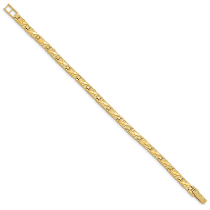 14k Polished and Textured 5.5mm 7 inch Nugget Bracelet