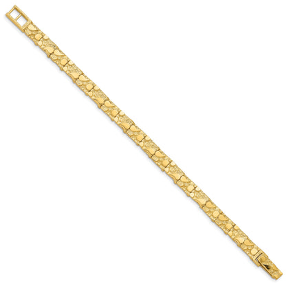 14k Polished and Textured 7.00mm 7 inch Nugget Bracelet