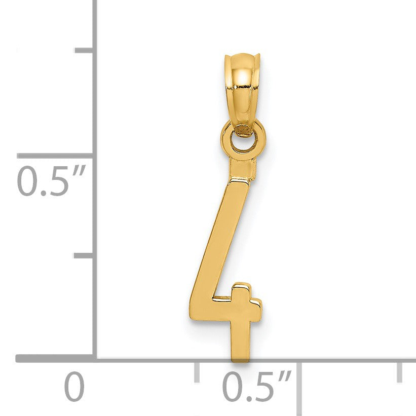 14k Polished Number 4 Pendant