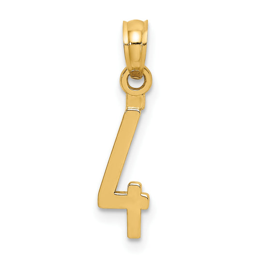 14k Polished Number 4 Pendant