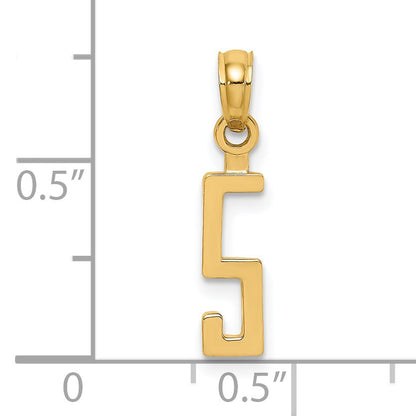 14k Polished Number 5 Pendant