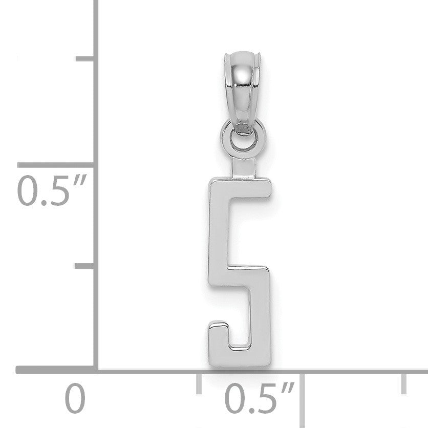 14kw Polished Number 5 Pendant