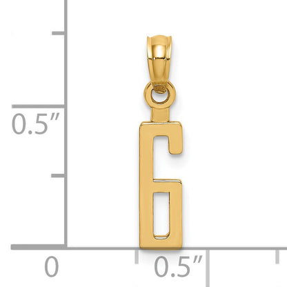 14k Polished Number 6 Pendant