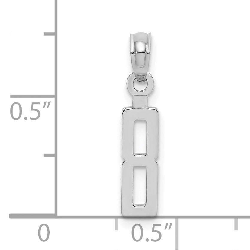 14K White Polished Number 8 Pendant