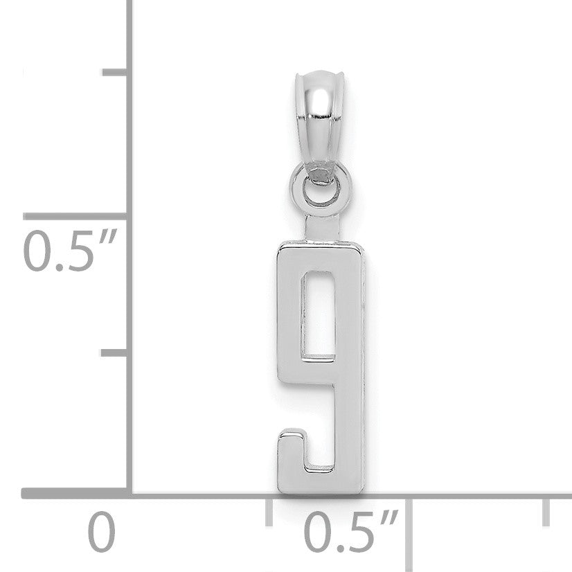 14kw Polished Number 9 Pendant