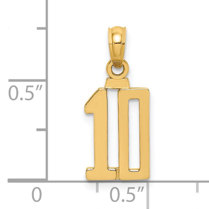 14k Polished Number 10 Pendant
