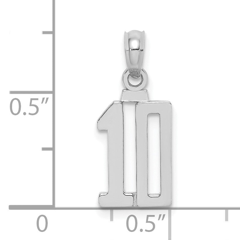 14kw Polished Number 10 Pendant