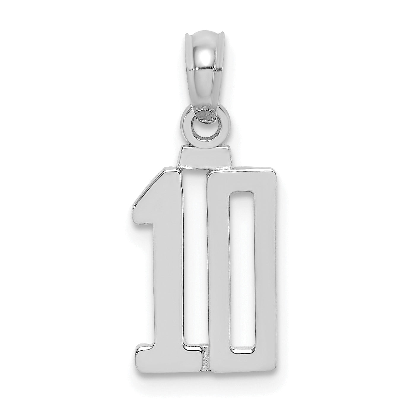 14K White Polished Number 10 Pendant