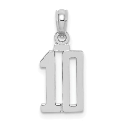 14K White Polished Number 10 Pendant