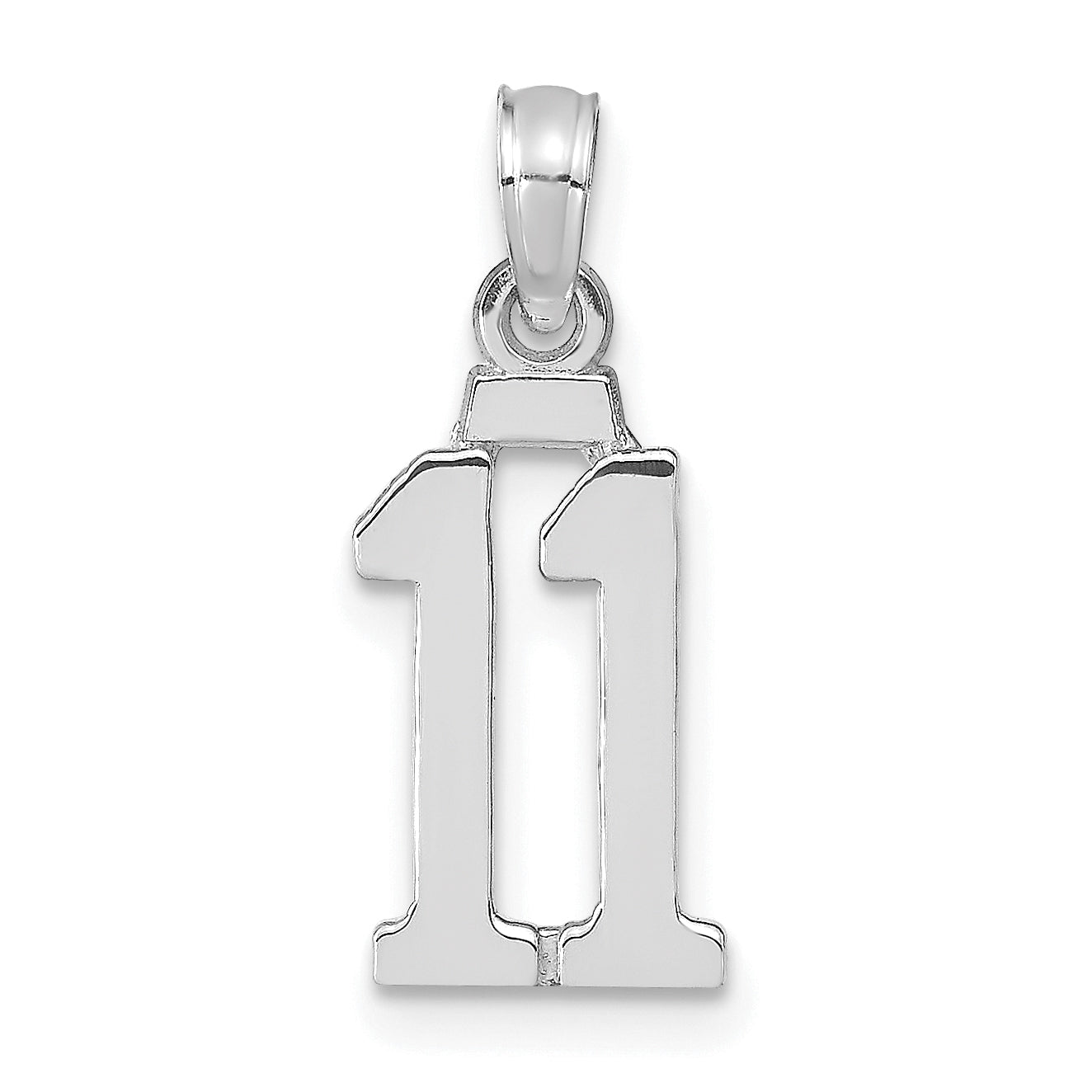 14K White Polished Number 11 Pendant