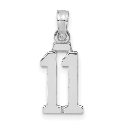 14K White Polished Number 11 Pendant