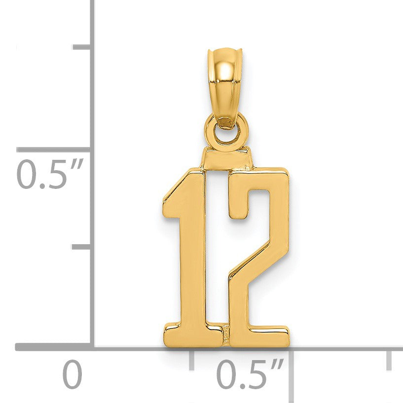 14k Polished Number 12 Pendant
