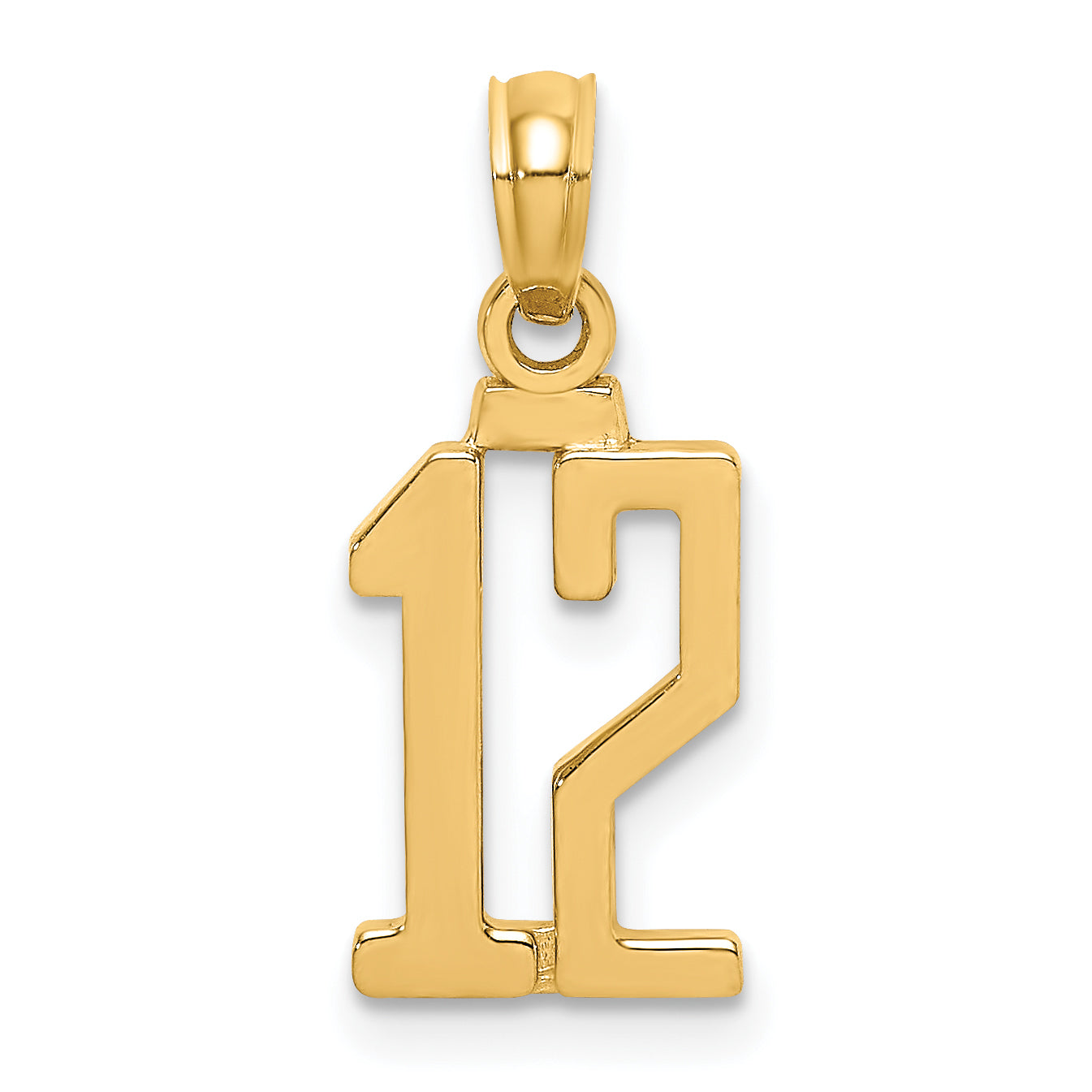 14k Yellow Gold Polished Number 12 Pendant