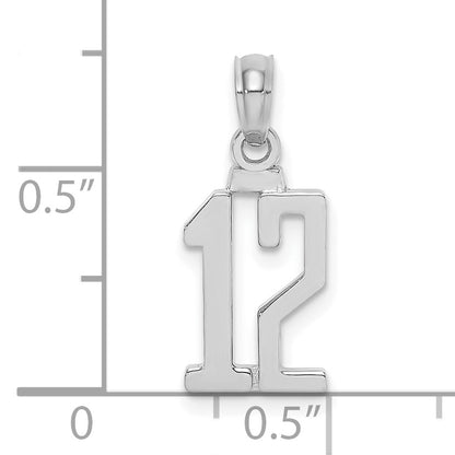 14K White Polished Number 12 Pendant