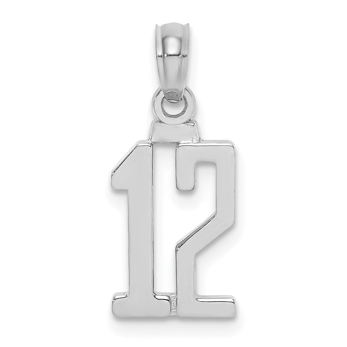 14K White Polished Number 12 Pendant