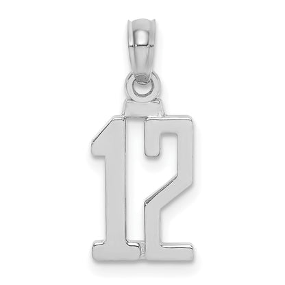 14K White Polished Number 12 Pendant
