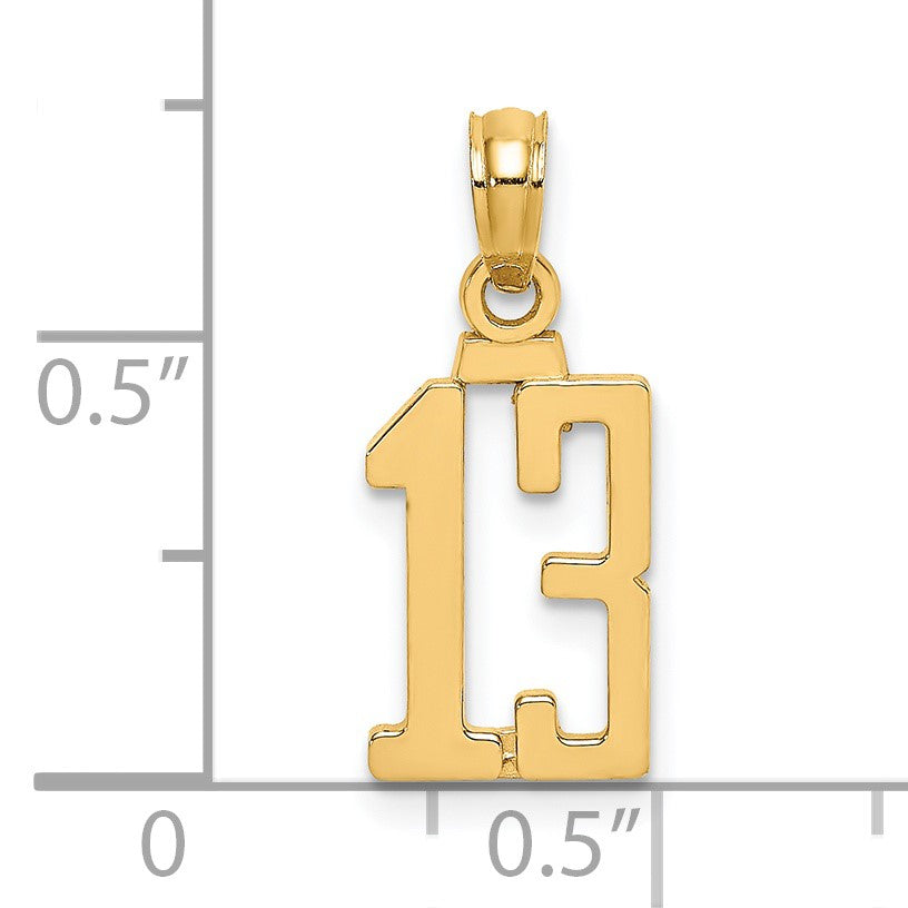 14k Polished Number 13 Pendant