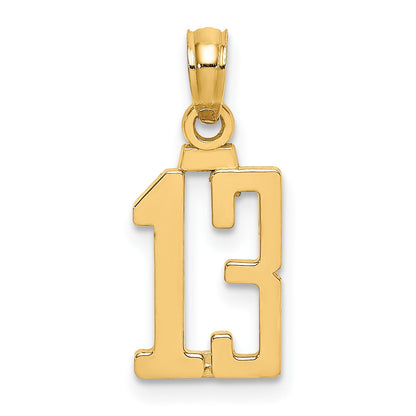 14k Polished Number 13 Pendant
