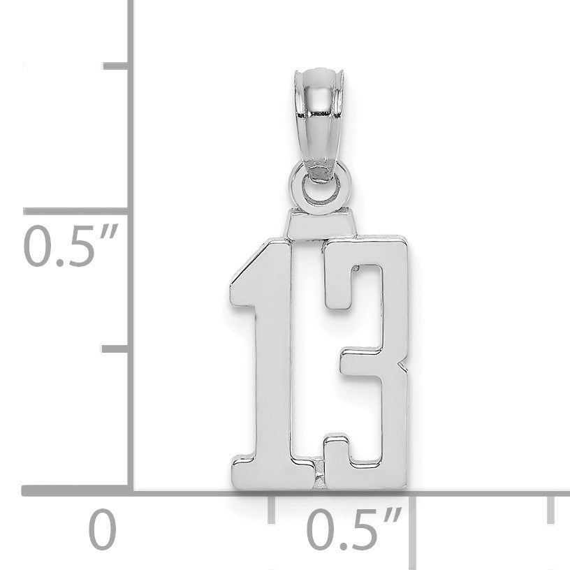 14kw Polished Number 13 Pendant