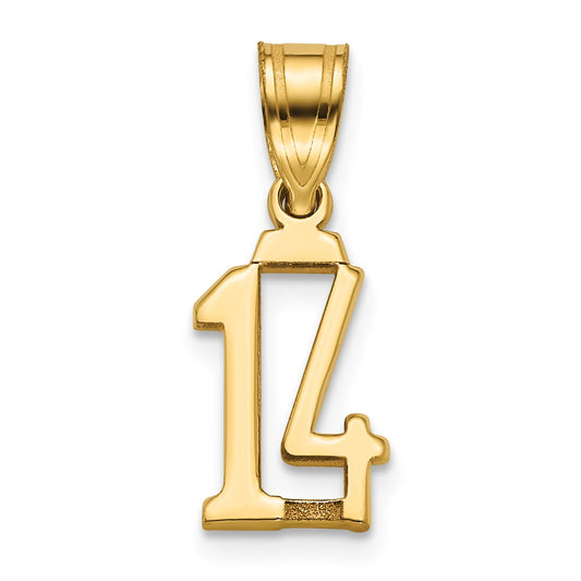 14k Polished Number 14 Pendant