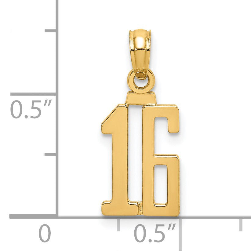 14k Polished Number 16 Pendant