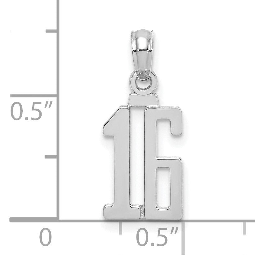 14kw Polished Number 16 Pendant