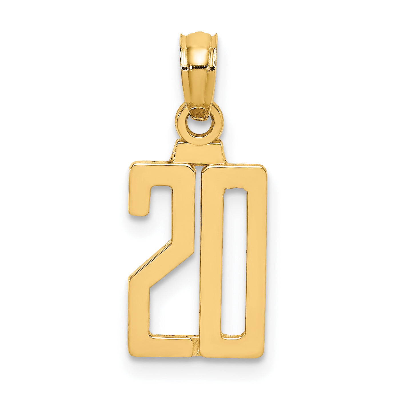 14k Yellow Gold Polished Number 20 Pendant