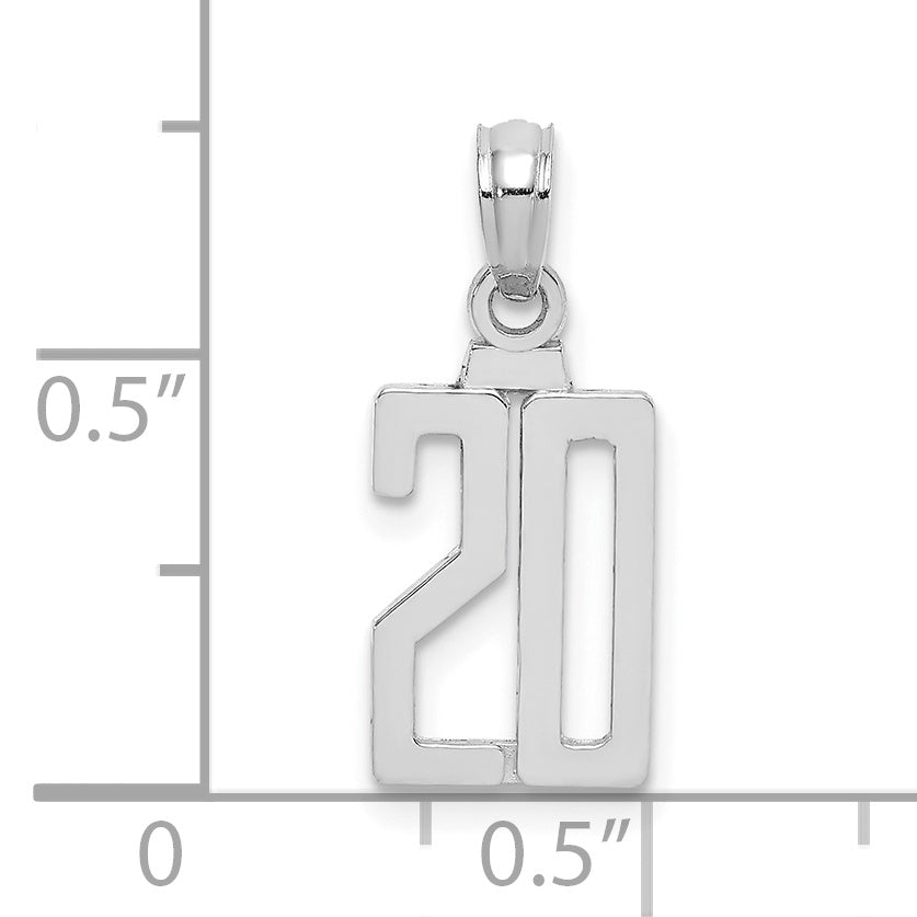 14K White Polished Number 20 Pendant
