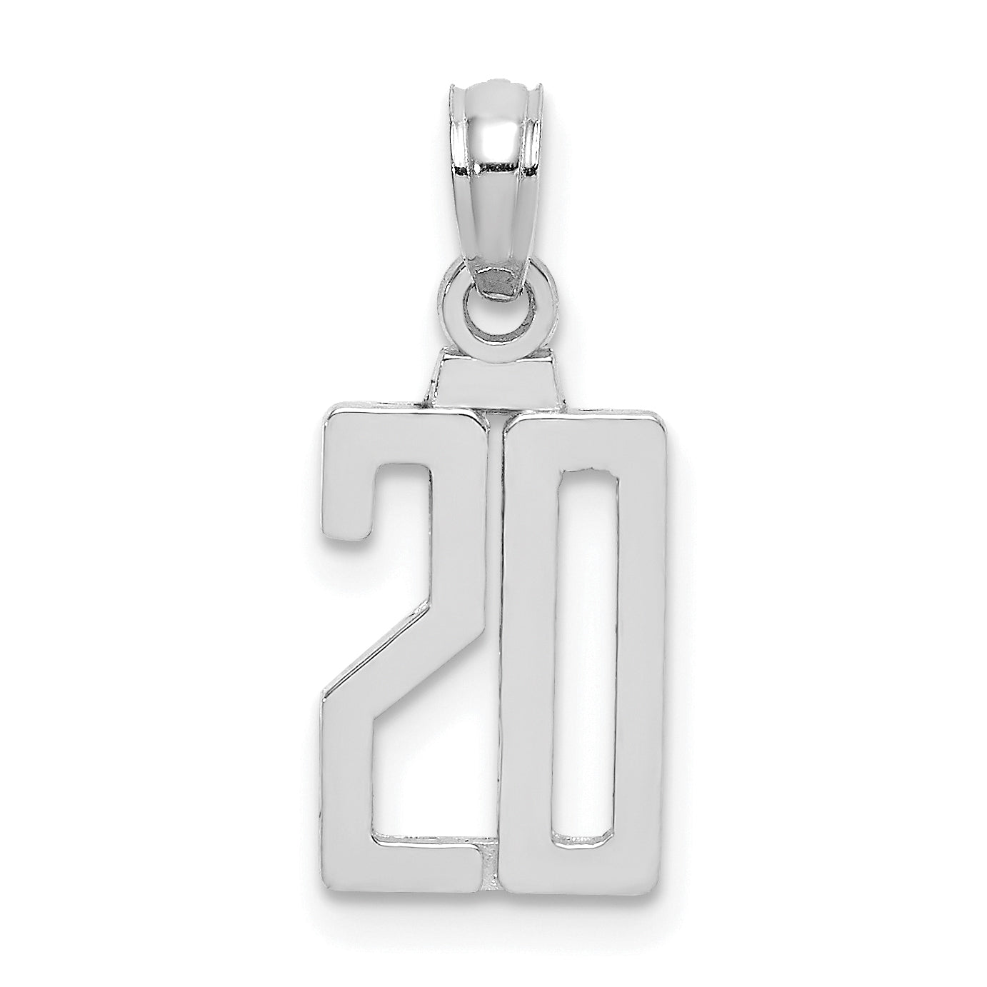 14K White Polished Number 20 Pendant