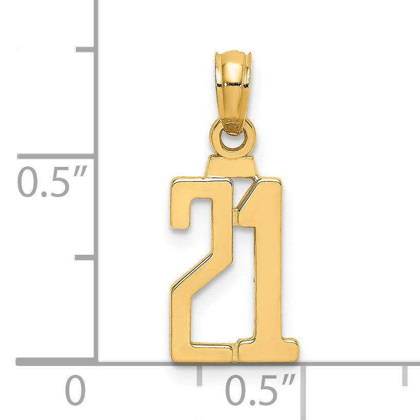 14k Polished Number 21 Pendant