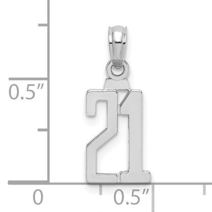 14K White Polished Number 21 Pendant