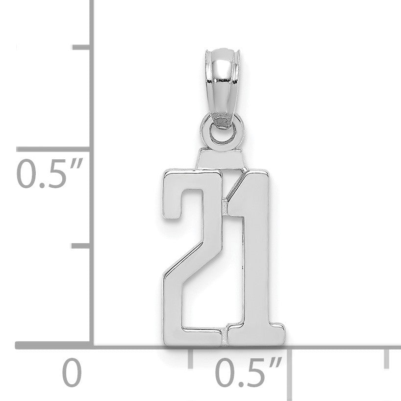 14kw Polished Number 21 Pendant