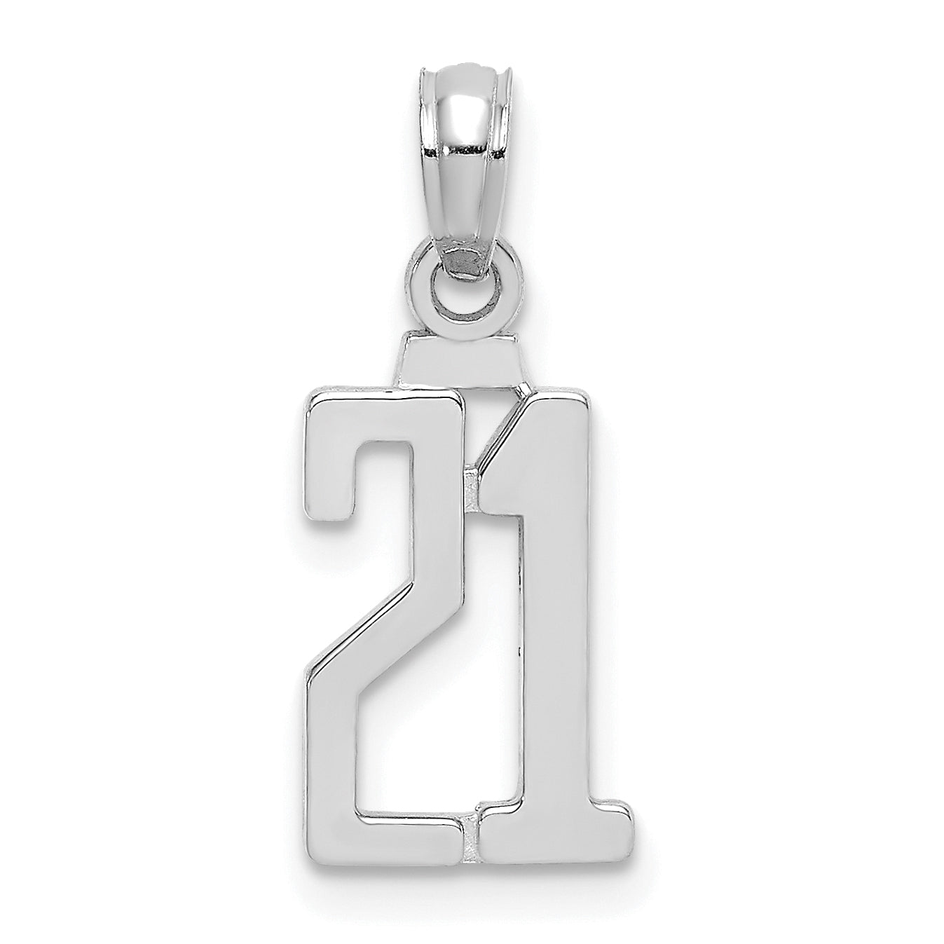 14K White Polished Number 21 Pendant
