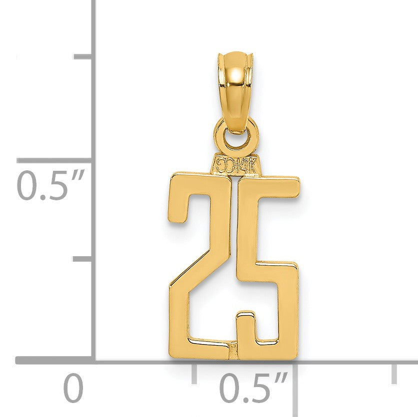 14k Polished Number 25 Pendant