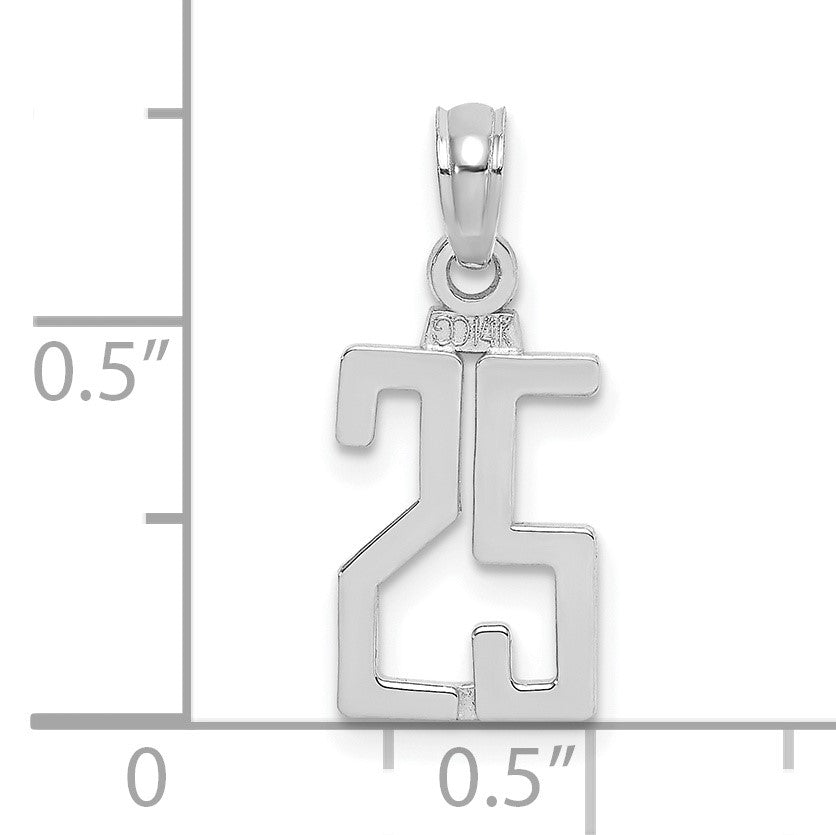 14kw Polished Number 25 Pendant
