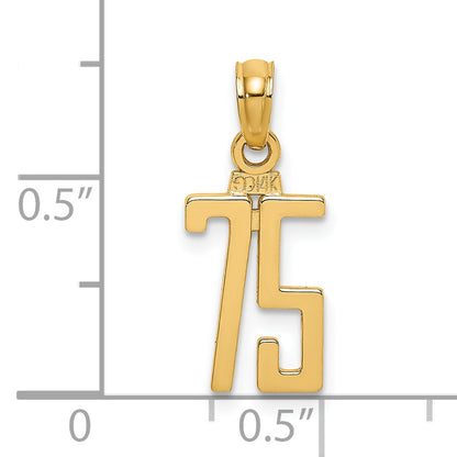 14k Yellow Gold Polished Number 75 Pendant