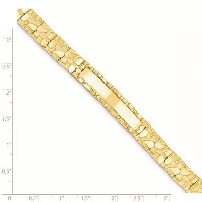 14k Polished Solid 10.0mm Nugget 38x10mm Plate 8 inch ID Bracelet