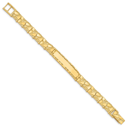 14k Polished Solid 10.0mm Nugget 38x10mm Plate 8 inch ID Bracelet