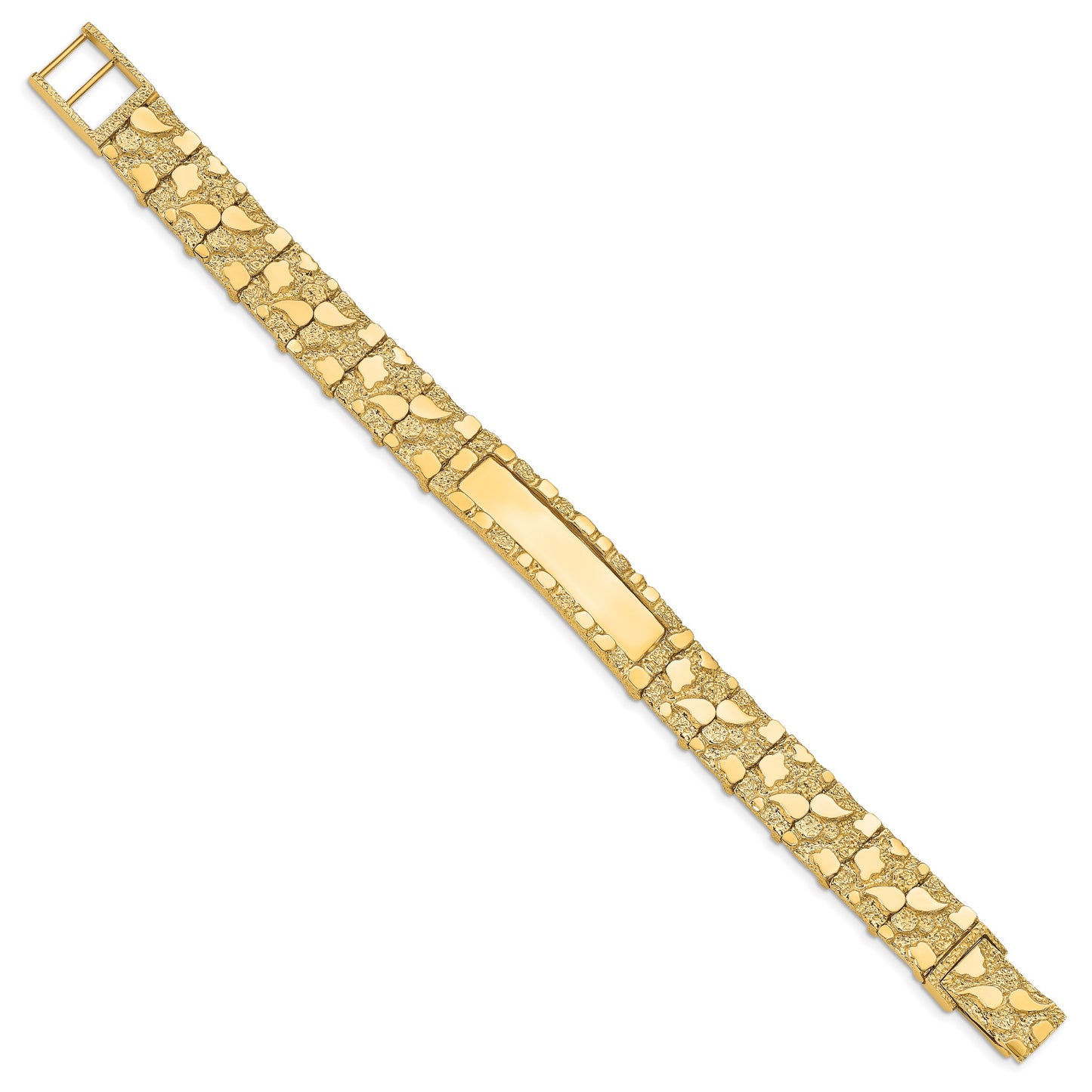 14k Polished Solid 12.0mm Nugget 36x12mm Plate 7 inch ID Bracelet