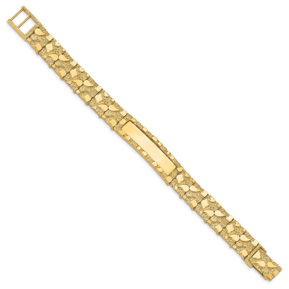 14k Polished Solid 12.0mm Nugget 36x12mm Plate 7 inch ID Bracelet