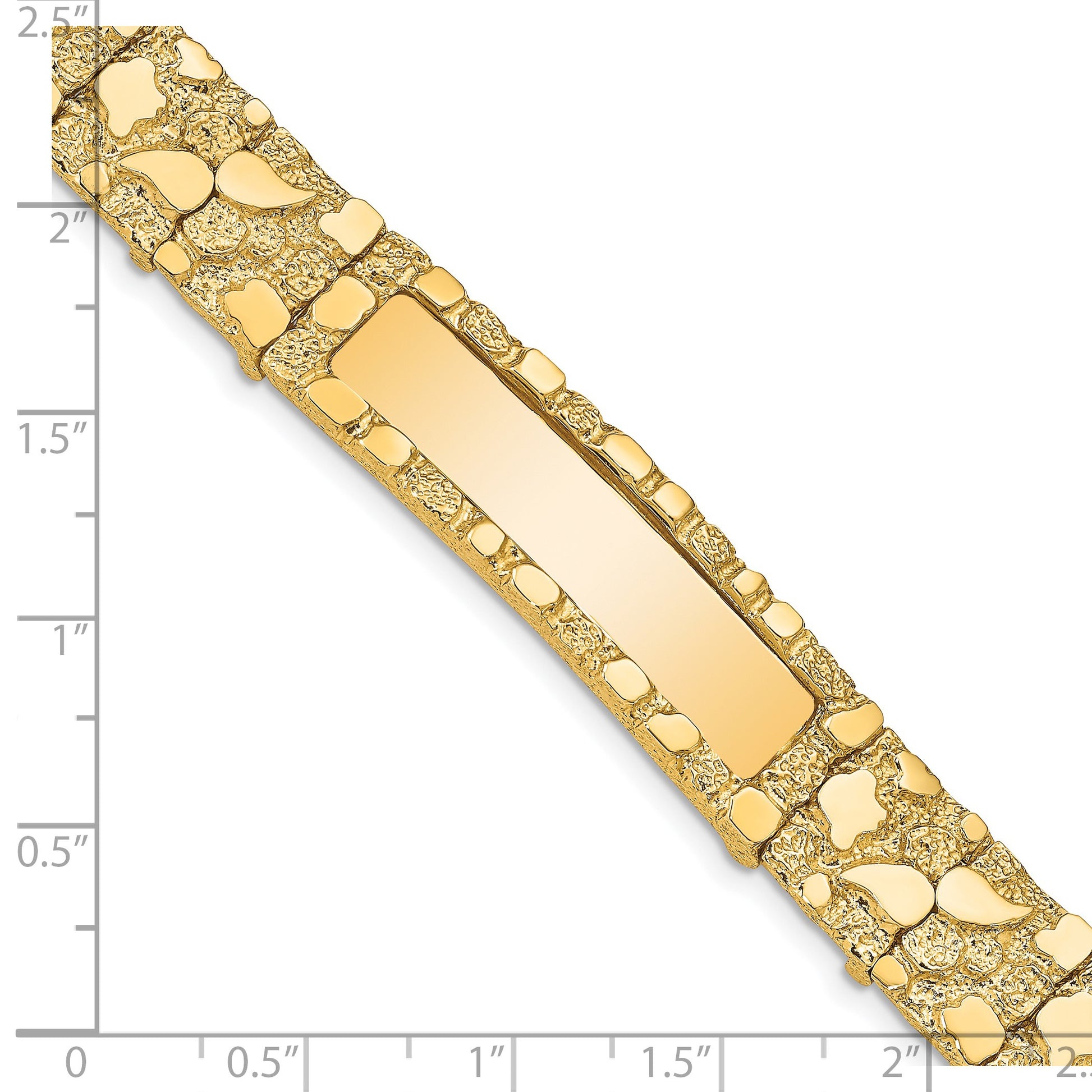 14k Polished Solid 12.0mm Nugget 36x12mm Plate 7 inch ID Bracelet