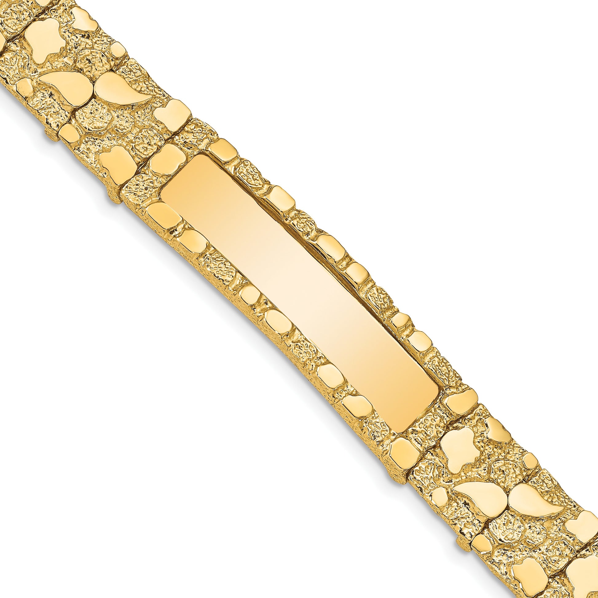 14k Polished Solid 12.0mm Nugget 36x12mm Plate 7 inch ID Bracelet