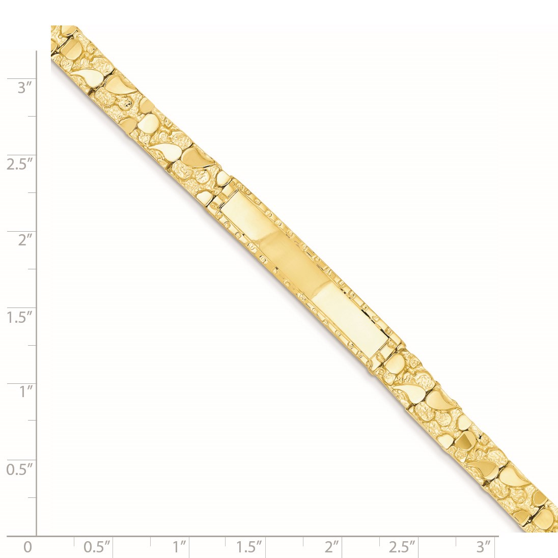14k Polished Solid 7mm Nugget 37x7mm Plate 8 inch ID Bracelet