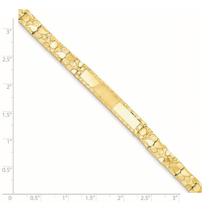 14k Polished Solid 7mm Nugget 37x7mm Plate 8 inch ID Bracelet