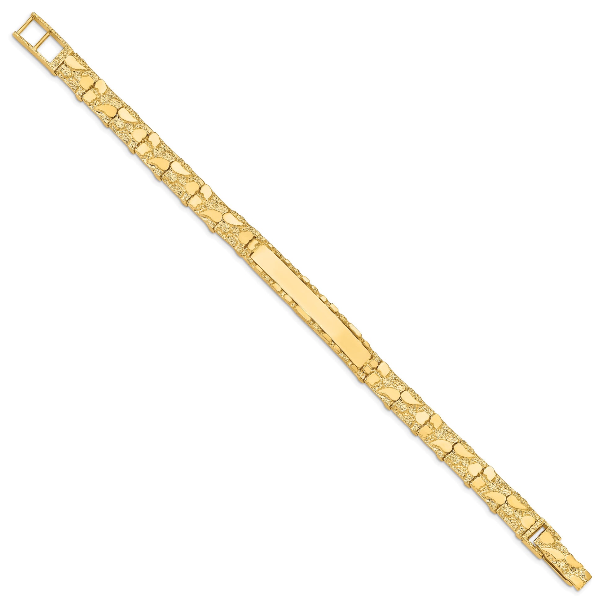 14k Polished Solid 7mm Nugget 37x7mm Plate 7 inch ID Bracelet