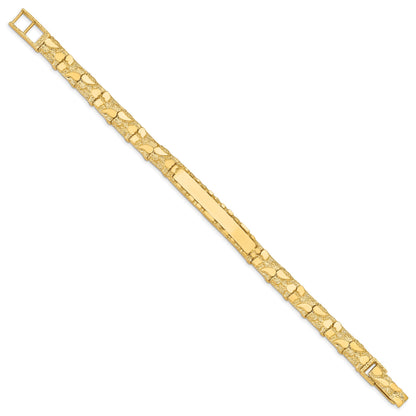14k Polished Solid 7mm Nugget 37x7mm Plate 7 inch ID Bracelet