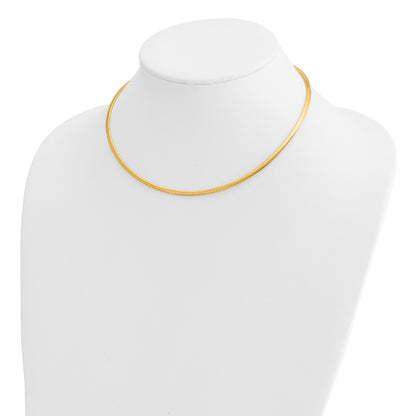 14k Polished 3mm Standard Weight 16 inch Domed Omega Necklace